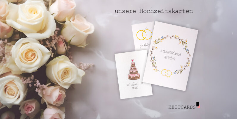 Hochzeitskarten mit Persönlichkeit - Hochzeitskarten mit Persönlichkeit – Handgezeichnete Designs von Keitcards für den Einzelhandel