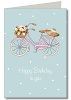 Fahrrad mit Blumenkorb ohne Schutzfolie inkl. Briefumschlag