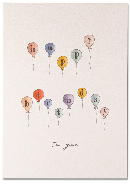 Happy Birthday to you, Doppelreihige Ballons foliert inkl. Umschlag