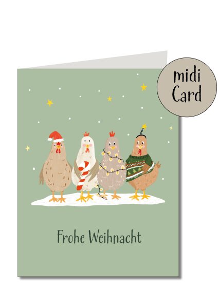 Midikarte Weihnachtshühner