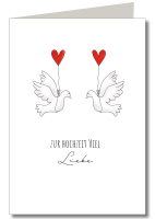 2 Tauben Hochzeitskarte mit Schutzfolie inkl. Briefumschlag