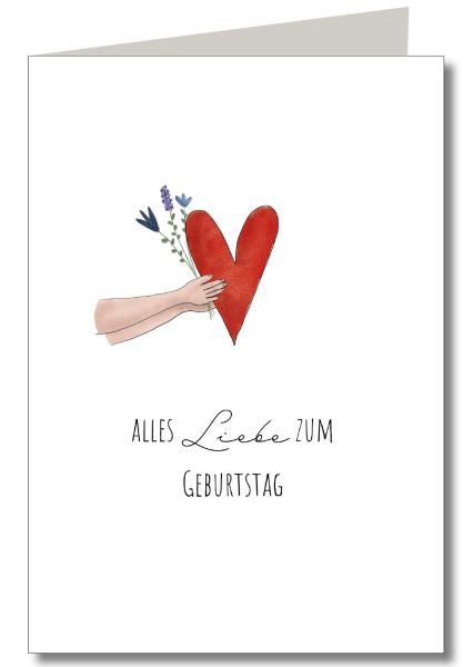 Alles Liebe zum Geburtstag - Hand Herz Klapp mit Schutzfolie inkl. Briefumschlag