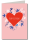 rotes Herz - blaue Blumen mit Schutzfolie inkl. Briefumschlag