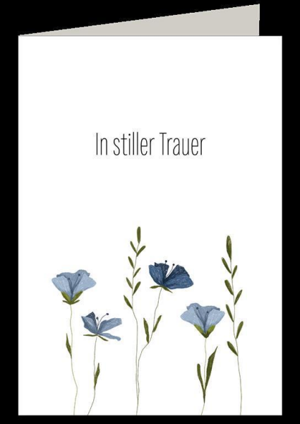 In stiller Trauer blaue Blumen