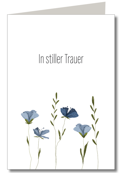 In stiller Trauer blaue Blumen ohne Schutzfolie inkl. Briefumschlag