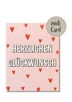 Midikarte Herzlichen Gl&uuml;ckwunsch Herzen