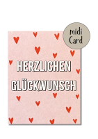 Midikarte Herzlichen Gl&uuml;ckwunsch Herzen ohne...