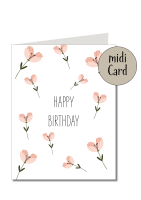 Midikarte Happy Birthday Blumen mit Schutzfolie inkl....