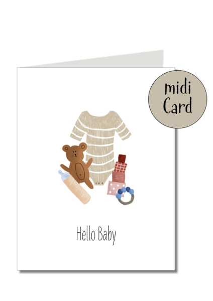 Midikarte Hello Baby mit Schutzfolie inkl. Briefumschlag