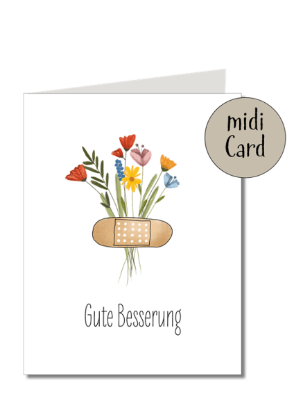 Midikarte Gute Besserung mit Schutzfolie inkl. Briefumschlag