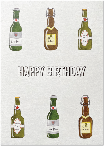 Happy Birthday Bier foliert mit Schutzfolie inkl. Briefmschlag