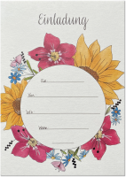 Einladung Blumen foliert mit Schutzfolie inkl. Briefmschlag